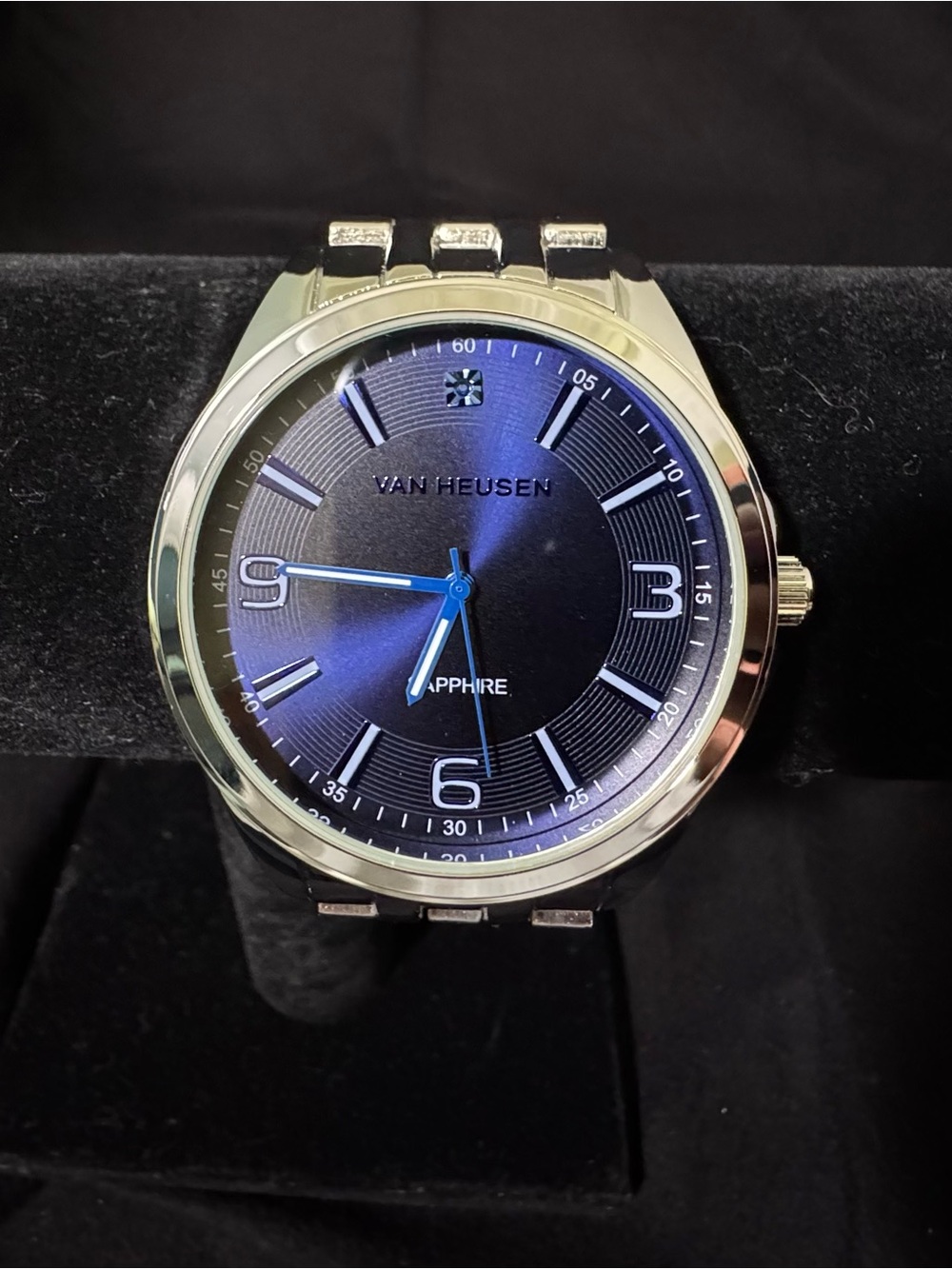Van Heusen Men's Blue Dial Watch with Silver-Tone Bracelet
